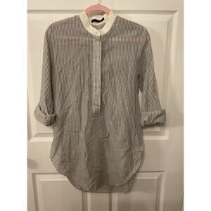 Jenni Kayne Hampton Collarless 100% Cotton Striped Classic Lightweight Tunic, M